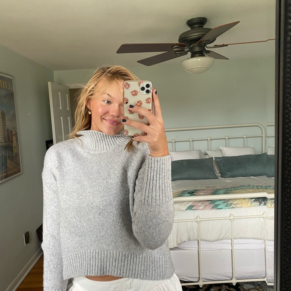 Gray Chunky Knit Turtleneck